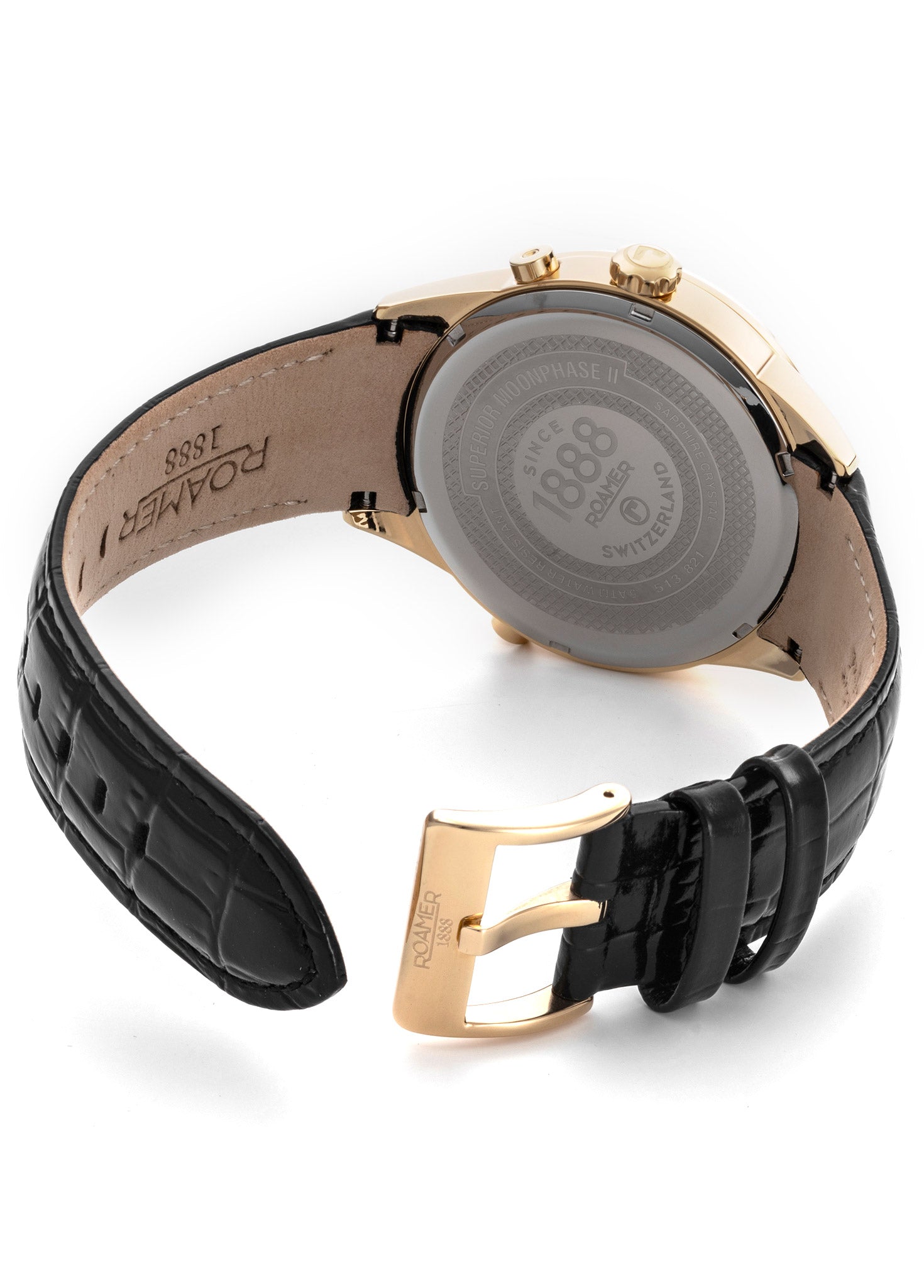 Roamer Superior Moonphase – 43mm Gold Watch, Black Dial