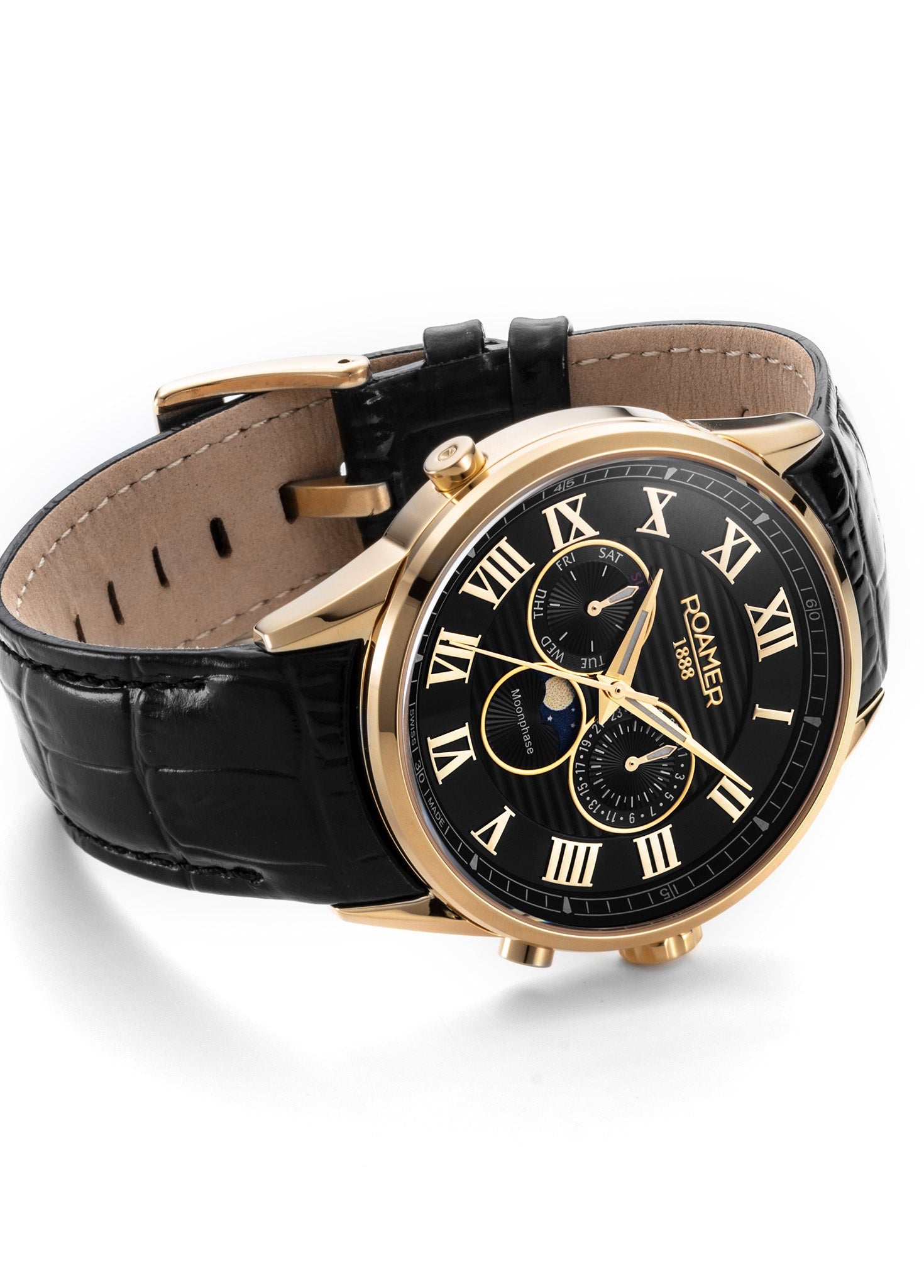 Roamer Superior Moonphase – 43mm Gold Watch, Black Dial