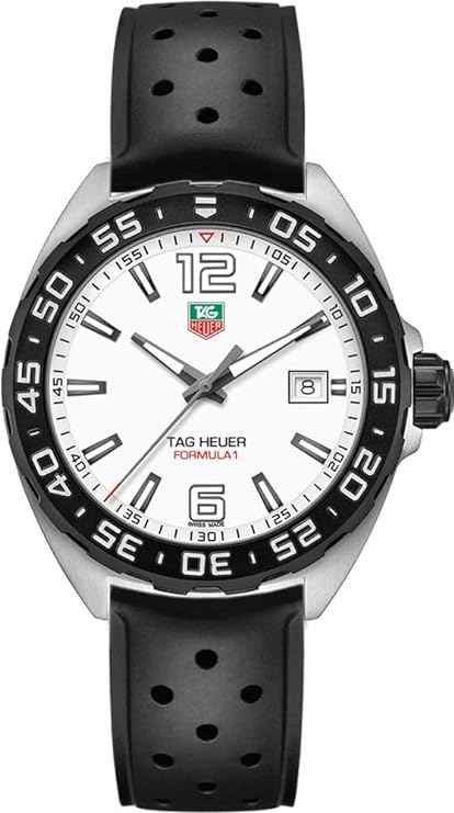 Tag Heuer Formula 1 Quartz White Dial Rubber Strap Men's 41 mm Watch WAZ1111.FT8023