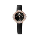 Swarovski Crystal Flower Automatic Watch – Black Dial & Leather Strap | Swiss-Made Women's Timepiece