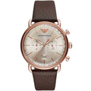 Emporio Armani AR11106 Aviator Beige Dial Brown Leather 43 mm Mens Watch