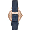 Emporio Armani Silver Dial Blue Leather 34mm Womens Watch