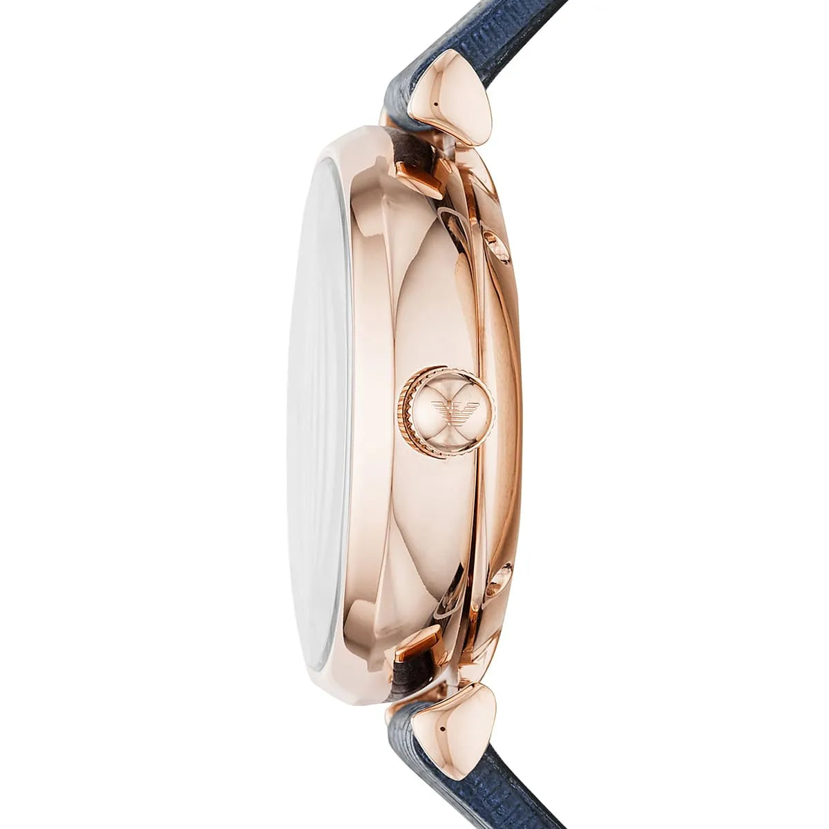 Emporio Armani Silver Dial Blue Leather 34mm Womens Watch