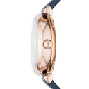 Emporio Armani Silver Dial Blue Leather 34mm Womens Watch