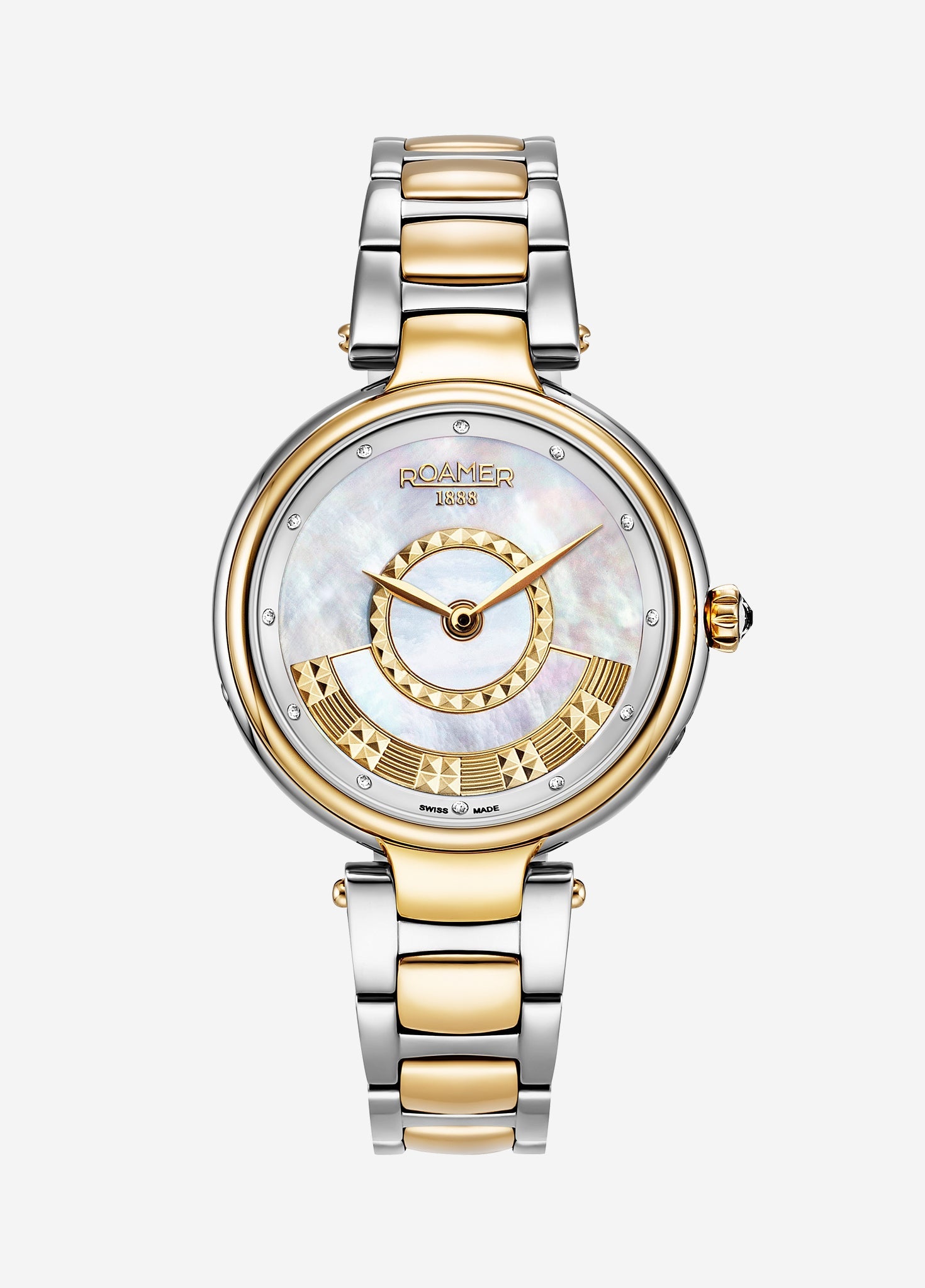 Roamer Lady Mermaid II Ladies 36mm Battery Watch – Bicolor Stainless Steel, Mother of Pearl Dial, Swiss Quartz Movement, 50m Water Resistance