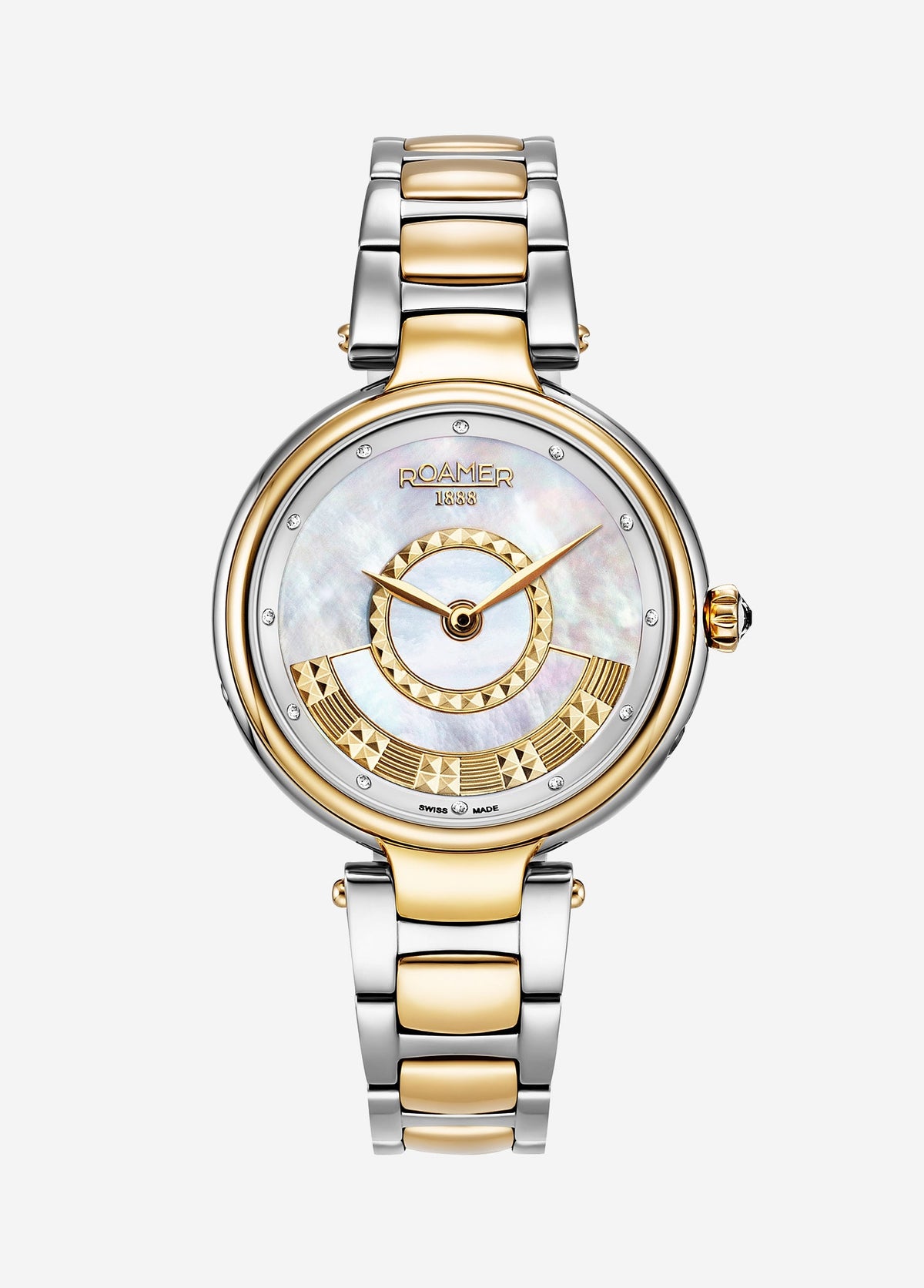 Roamer Lady Mermaid II Ladies 36mm Battery Watch – Bicolor Stainless Steel, Mother of Pearl Dial, Swiss Quartz Movement, 50m Water Resistance