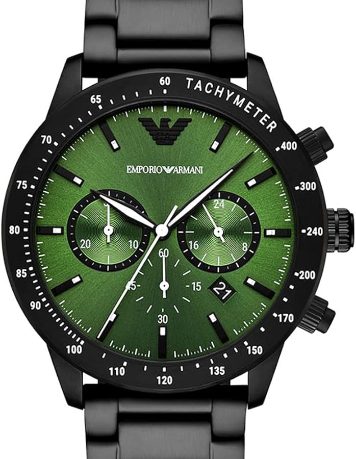 Emporio Armani Mario 43mm Quartz Green Dial Men's Watch AR11472