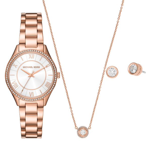Michael Kors Lauryn Gift Set Quartz 33mm Rose Gold Ladies Watch | MK4850
