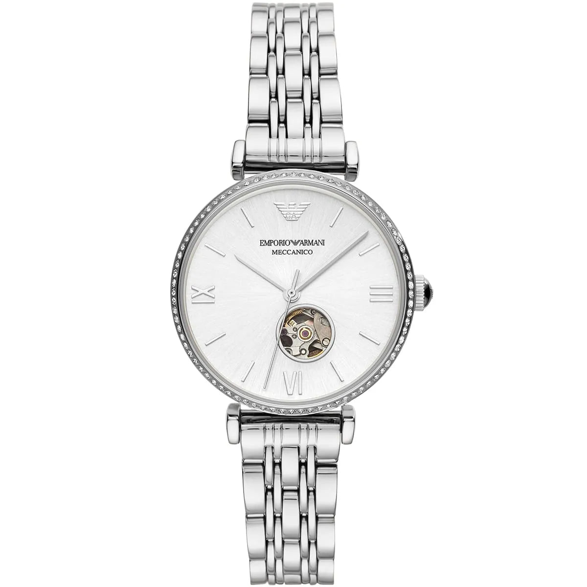 Emporio Armani White Dial Stainless Steel 34mm Womens Watch
