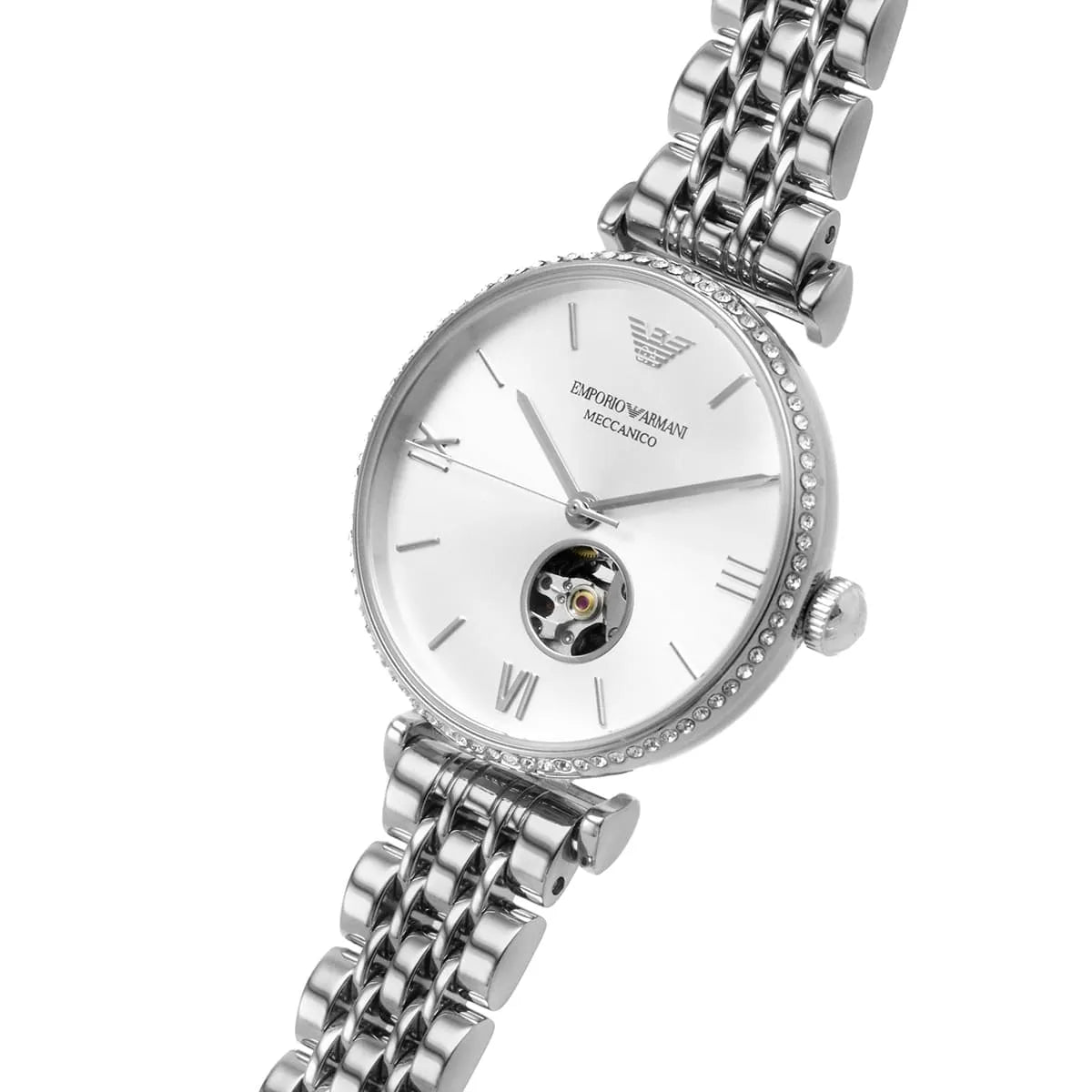 Emporio Armani White Dial Stainless Steel 34mm Womens Watch