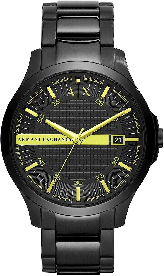 Armani Exchange Men's AX2407 Hampton Date Black Carbon Coated St Steel Bracelet Watch