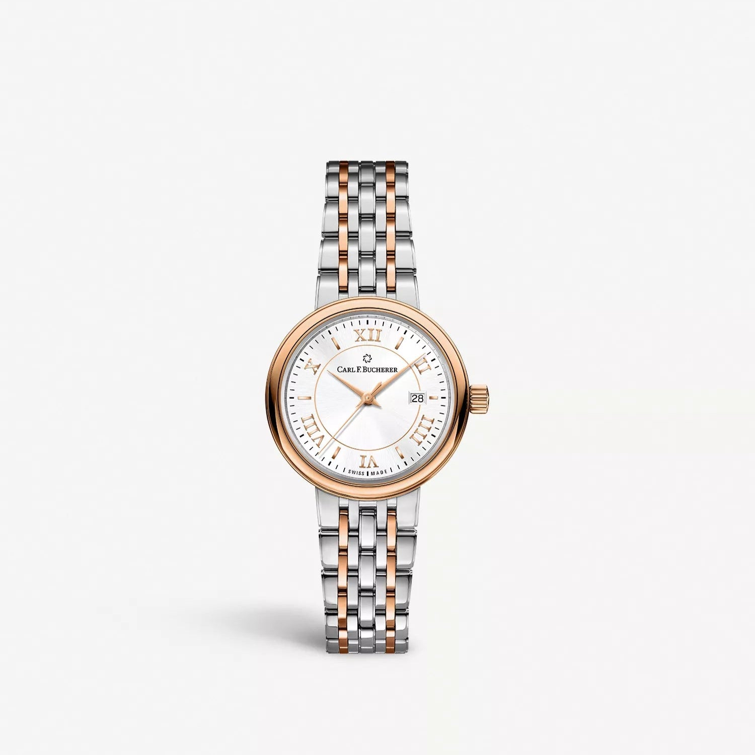 Carl F. Bucherer Adamavi Women's 28mm Quartz Watch 00.10315.07.15.21 – Swiss Made, 18K Rose Gold Case, Two-Tone Bracelet, 30M Water Resistance