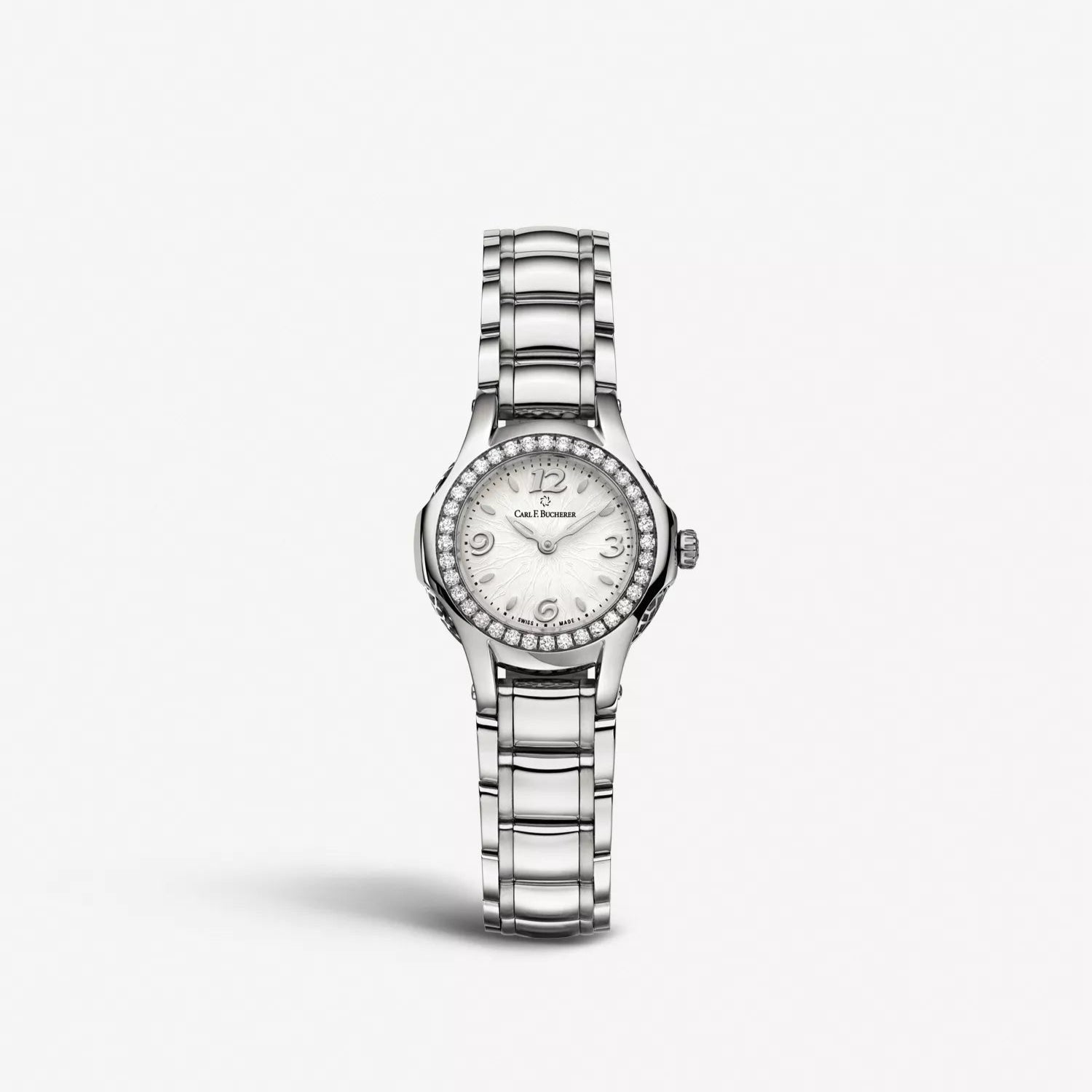 Carl F. Bucherer Pathos Princess Women's 25mm Quartz Watch 00.10521.08.26.31 – Swiss Made, Diamond Bezel, Silver Dial, 30M Water Resistance
