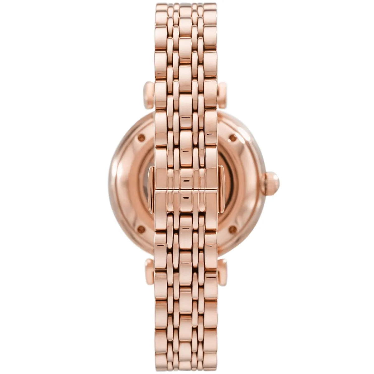 Emporio Armani Silver Dial Rose Gold Stainless Steel 34mm Womens Watch