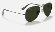 Ray-Ban Aviator Classic Green Lenses & Polished Gunmetal Frames G-15 Unisex Sunglasses RB3025 W0879 58-14