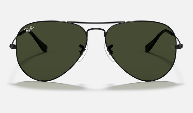 Ray-Ban Aviator Classic in Green Lenses & Black Unisex Sunglasses RB3025 L2823 58