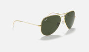 Rau-Ban Aviator Large Metal II Sunglasses in Gold Frames & Green Lenses Unisex RB3025 L2846 62