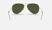 Rau-Ban Aviator Large Metal II Sunglasses in Gold Frames & Green Lenses Unisex RB3025 L2846 62