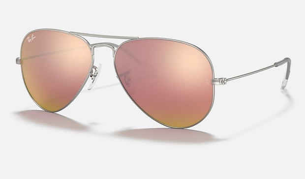 Ray-Ban Aviator Flash Lenses in Silver Frames and Copper Lenses Unisex Sunglasses RB3025 019/Z2 58-14