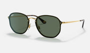 Ray-Ban Blaze Hexagonal Polished Gold Frames Dark Green Lenses Unisex Sunglasses RB3579N 001/71 58-15