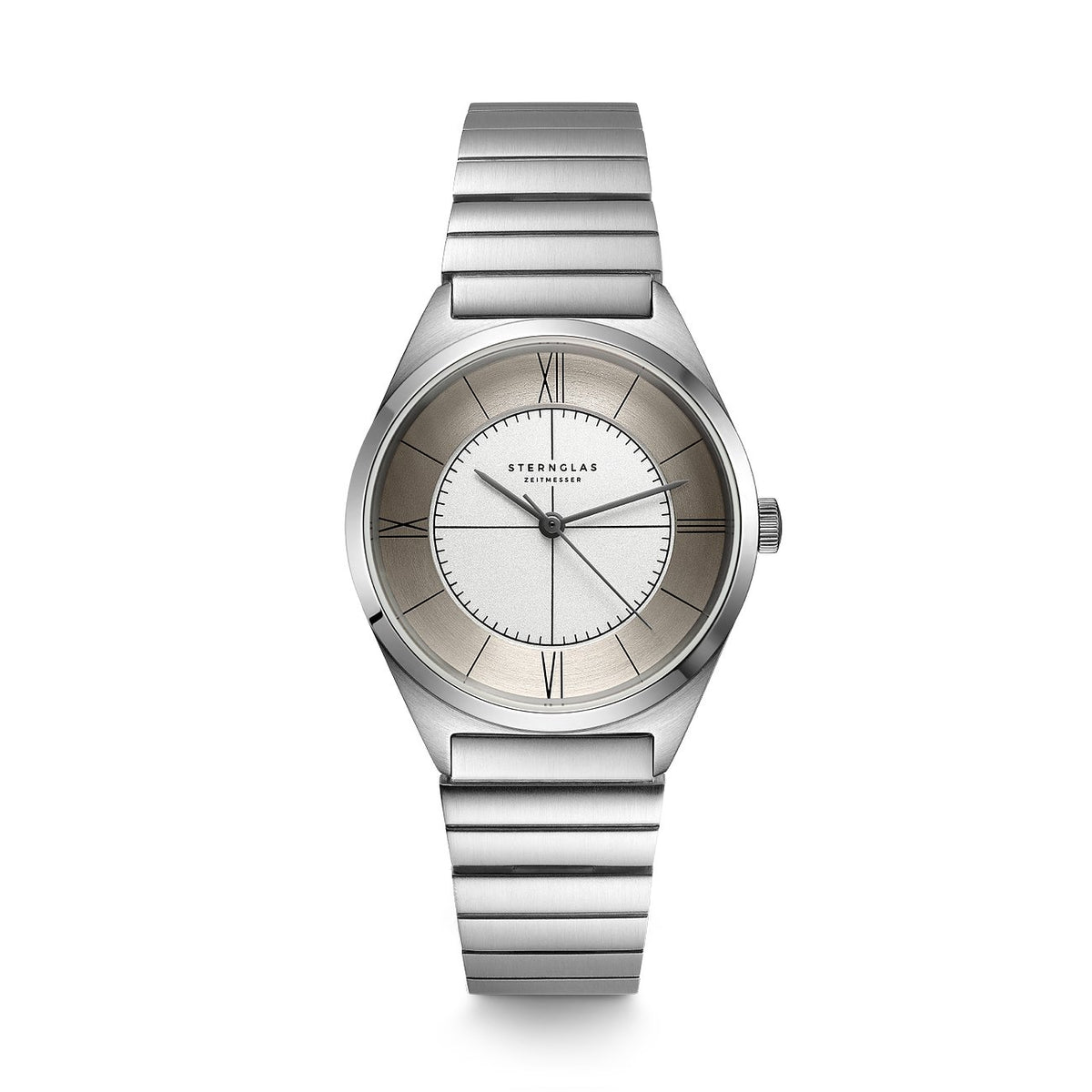 Sternglas Liah 33mm Watch S01-LI10-ME04, Silver Dial, Sapphire Crystal, Link Strap, 5 ATM Water Resistant
