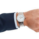 Montblanc Tradition Men's 40mm Automatic Watch MB114337, Swiss Automatic Movement, Silver Dial, 18K Rose Gold and Stainless Steel Case, 30m Water Resistance