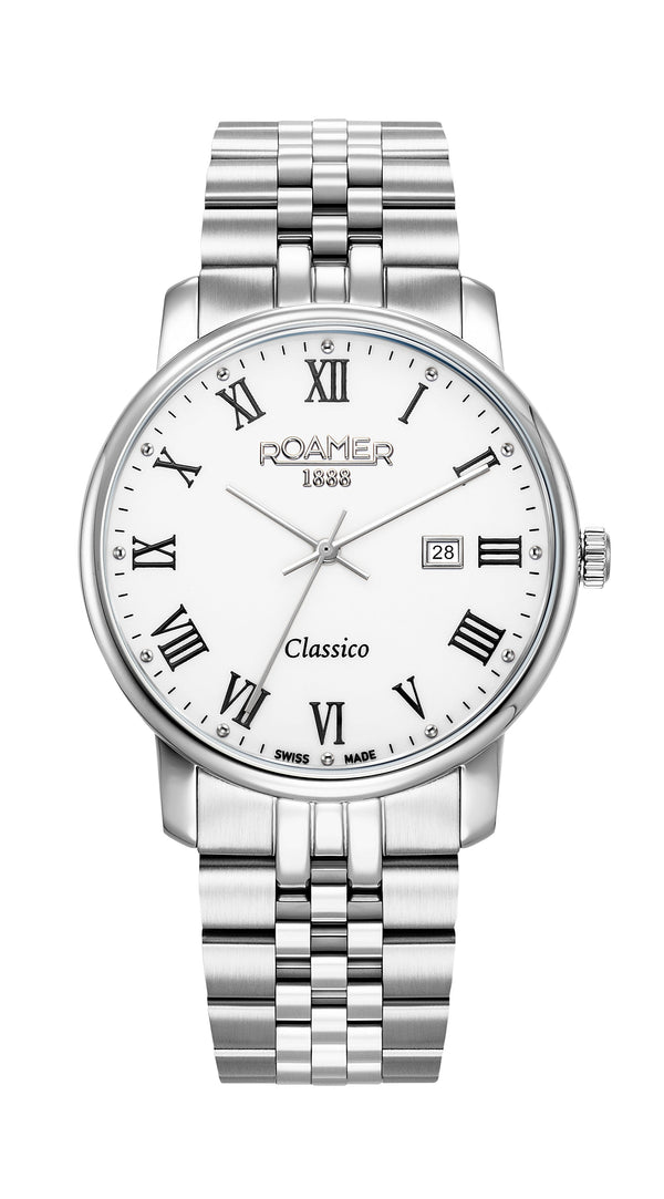 Roamer Classico 40 mm Quartz White Dial Silver Men’s Watch