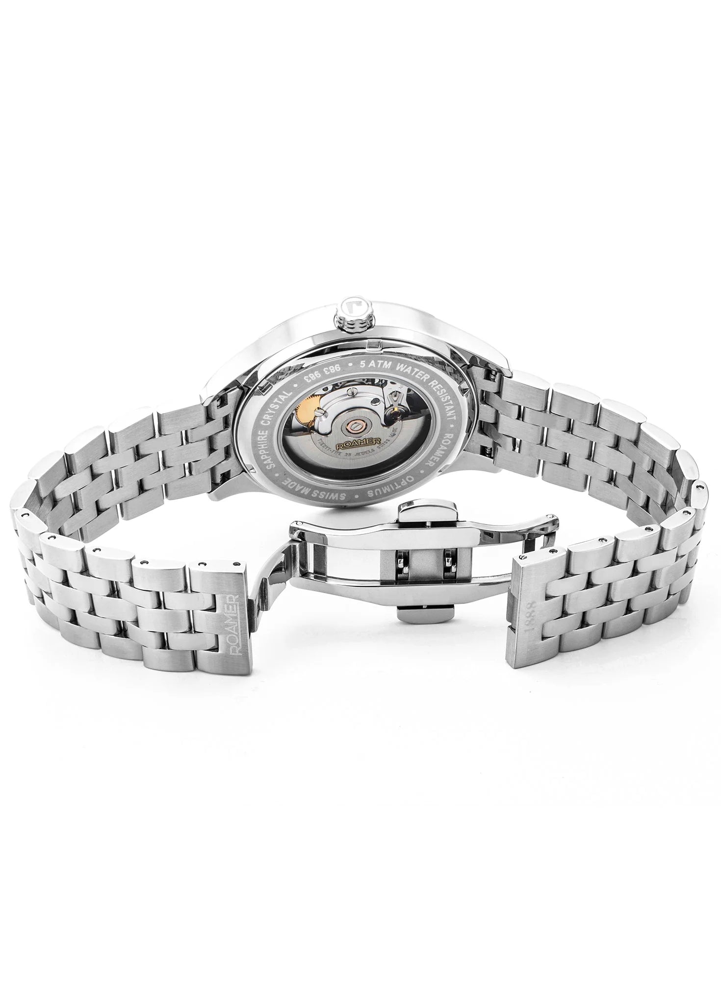 Roamer Optimus Men's Silver Watch – Swiss Made, Self-Winding Movement, Sapphire Crystal, Silver Stainless Steel Case, 50M Water Resistance