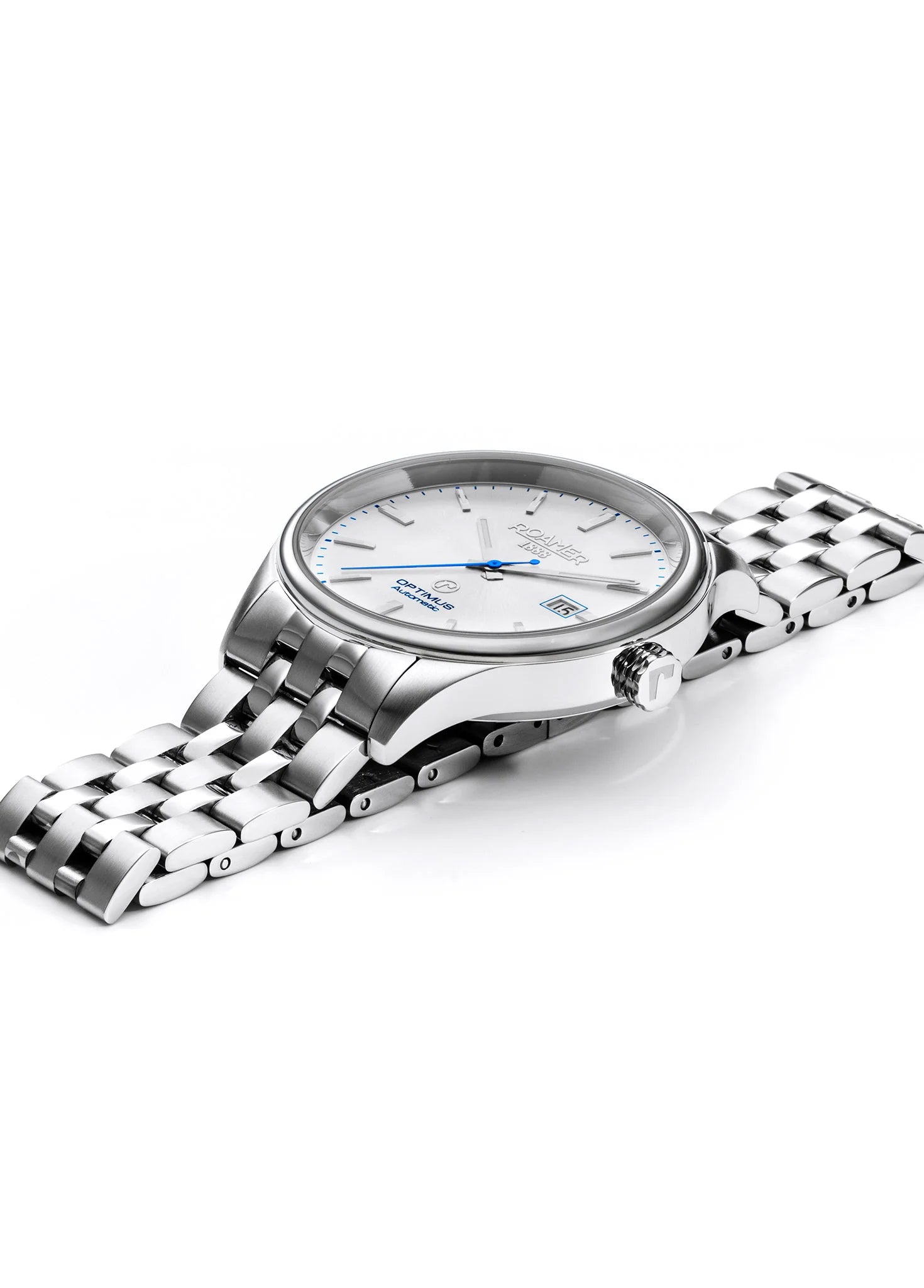 Roamer Optimus Men's Silver Watch – Swiss Made, Self-Winding Movement, Sapphire Crystal, Silver Stainless Steel Case, 50M Water Resistance