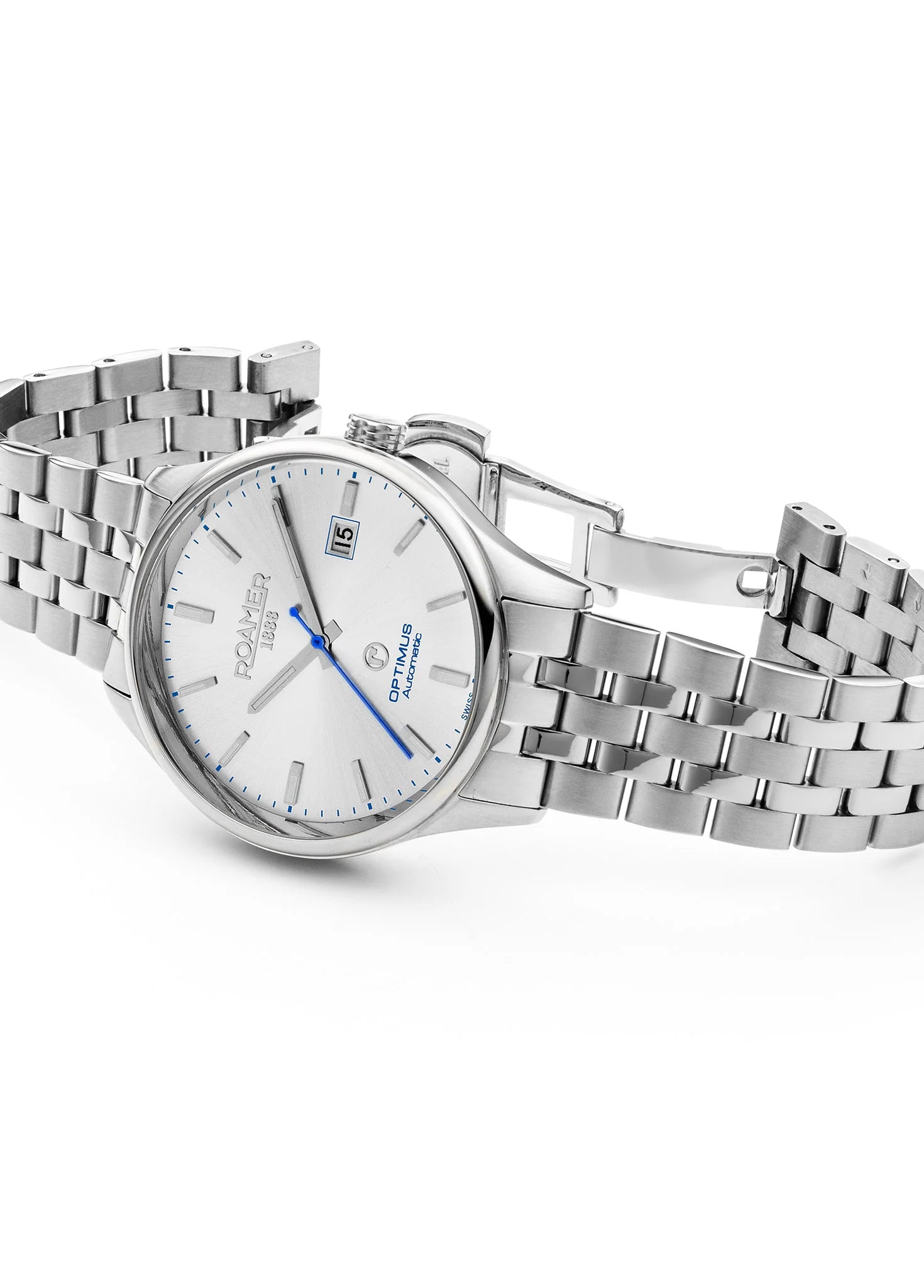 Roamer Optimus Men's Silver Watch – Swiss Made, Self-Winding Movement, Sapphire Crystal, Silver Stainless Steel Case, 50M Water Resistance