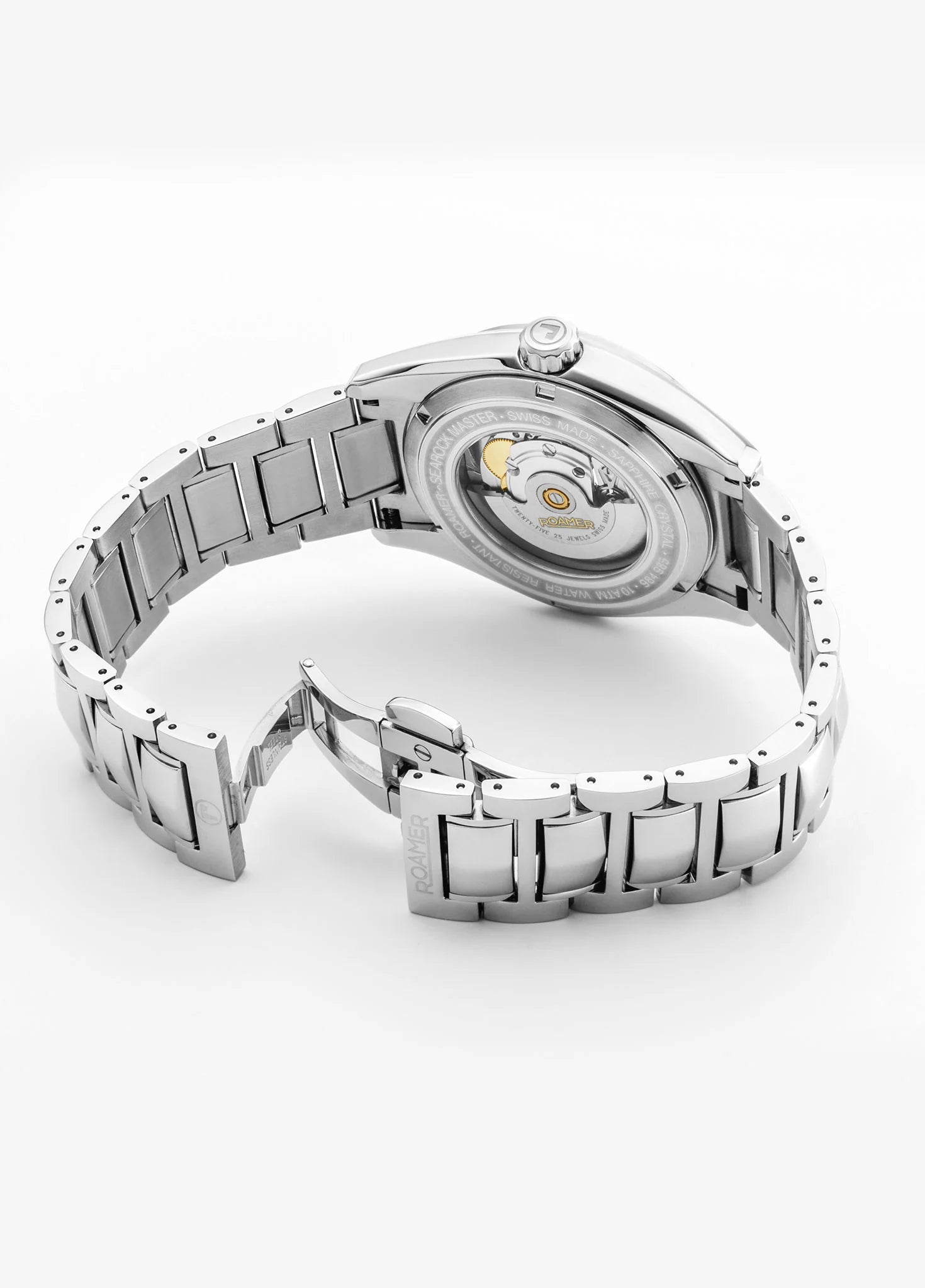Roamer Searock Master Men's Automatic Watch – Swiss Made, Soprod P24 Movement, 100M Water Resistance, Sapphire Crystal, Stainless Steel Bracelet