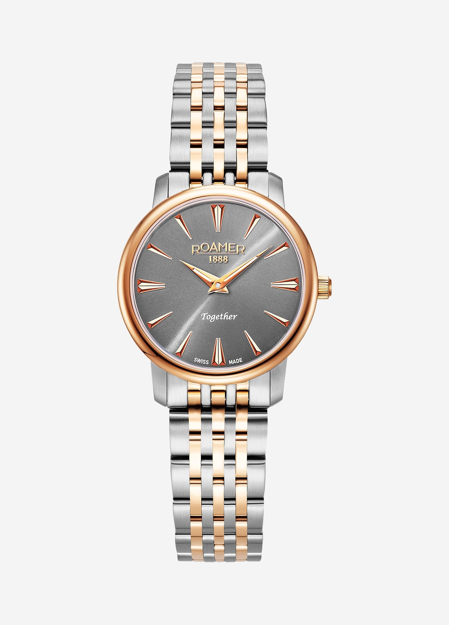 Roamer Together Ladies 30 mm Battery Watch – Swiss Made, Sapphire Crystal, Stainless Steel, Silver & Rosegold, 3ATM Water Resistance