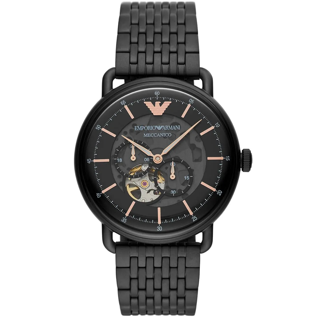Emporio Armani Meccanico Automatic Men's Black Dial Black Stainless Steel 43 mm Watch AR60025