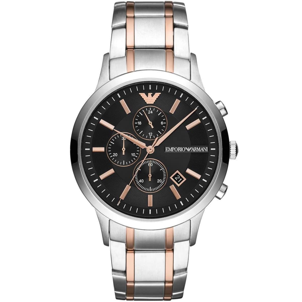 Emporio Armani AR11165 Men’s Black Dial Two-Tone Stainless Steel Watch