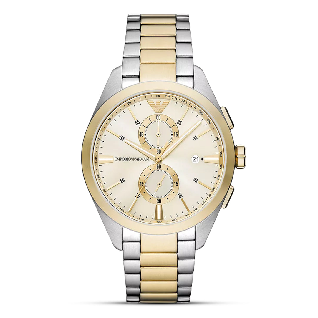 Emporio Armani AR11605 Two Tone Chronograph Cream Dial 43mm Mens Watch