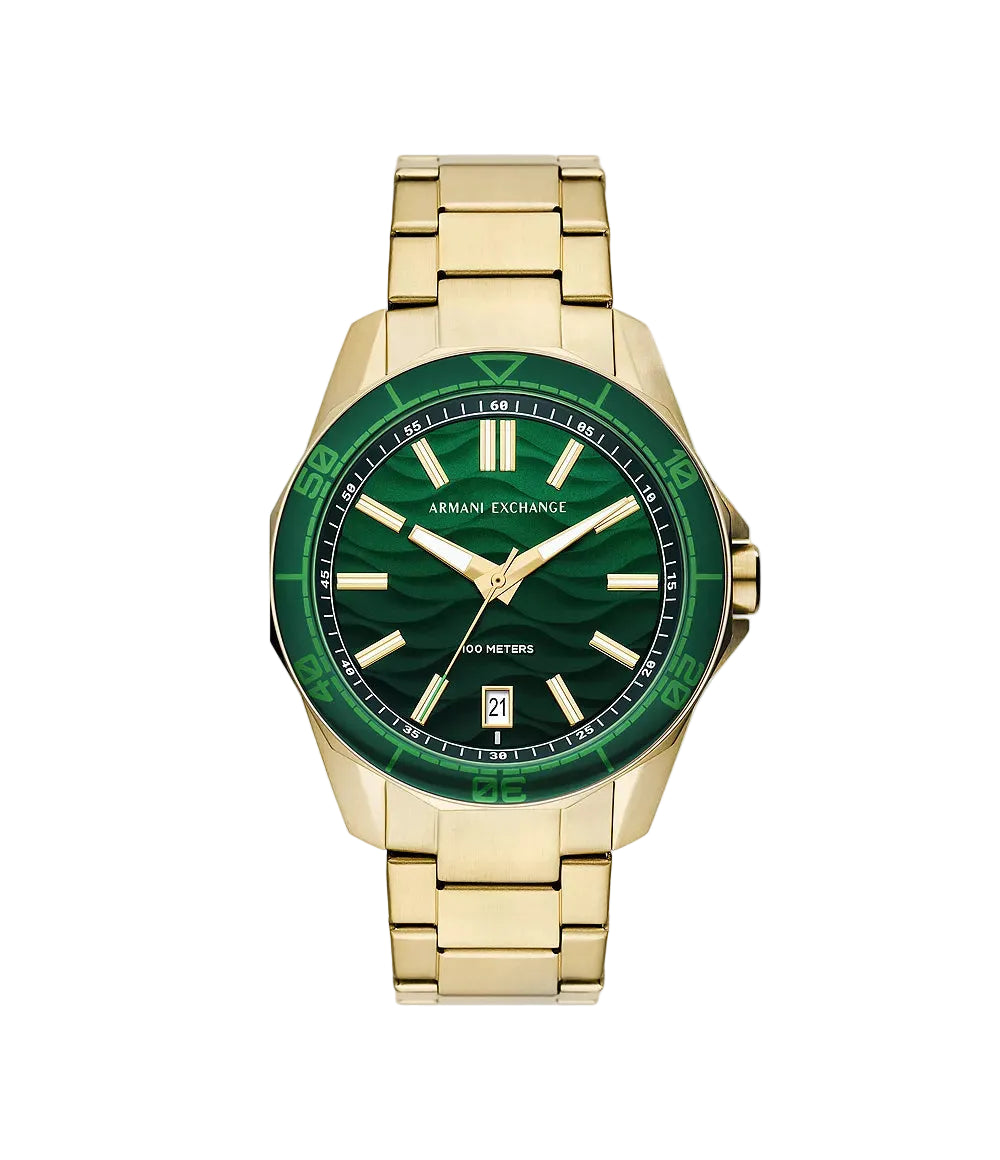 Armani Exchange AX1951 Quartz 44 mm Green Dial Gold-Tone Men’s Watch