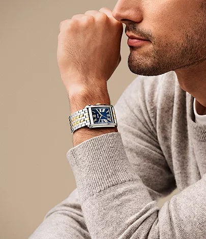 Fossil Carraway FS6010 Quartz 42mm Blue Dial Two-Tone Men’s Watch