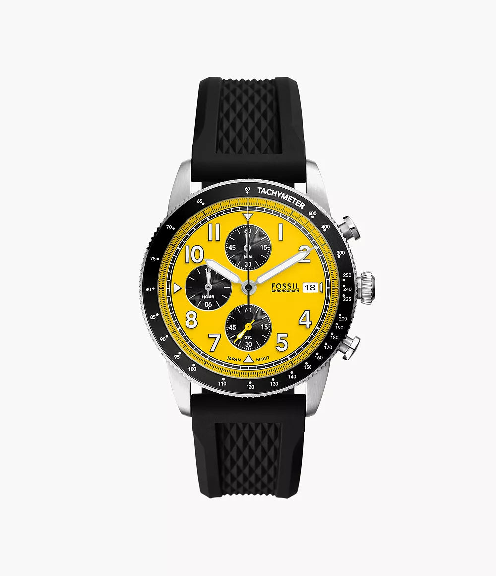 Fossil Sport Tourer FS6044 Chronograph 42mm Yellow Dial Men’s Watch