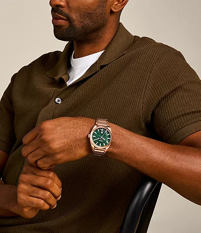 Fossil Everett FS6074 Quartz 42mm Green Dial Rose Gold-Tone Men’s Watch