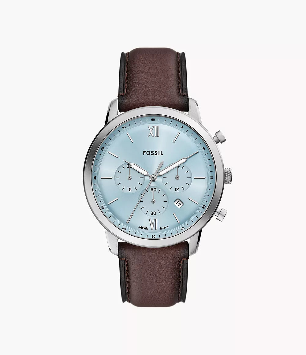 Fossil Neutra FS6109 Chronograph 44mm Blue Dial Brown Leather Men’s Watch