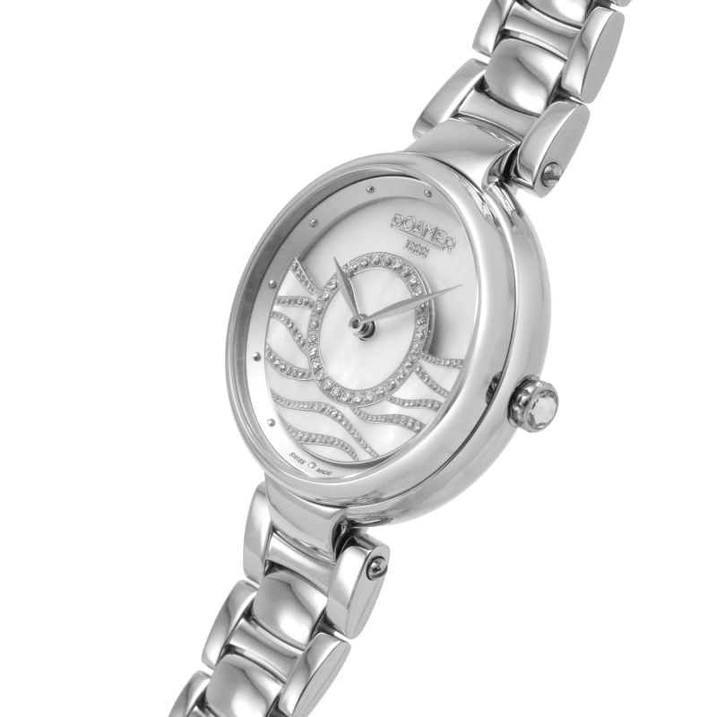 Roamer Lady Mermaid Ladies 36mm Battery Watch – White Mother of Pearl Dial, Stainless Steel Bracelet, Swiss Quartz Movement, 50m Water Resistance