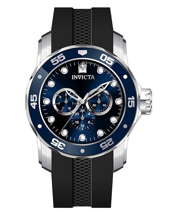Invicta Pro Diver Scuba GMT Silicone Strap Blue Dial Quartz 45722 100M