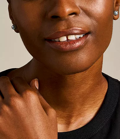 Fossil Bright Baubles Stud Earrings (⁠Model: JA7252710 — Gold-Tone Brass with Blue Shell & Green Rhinestones