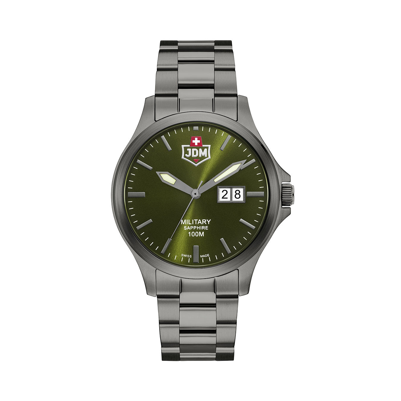 JDM Military Alpha Big Date JDM-WG014-05 42mm Swiss Quartz Men’s Watch