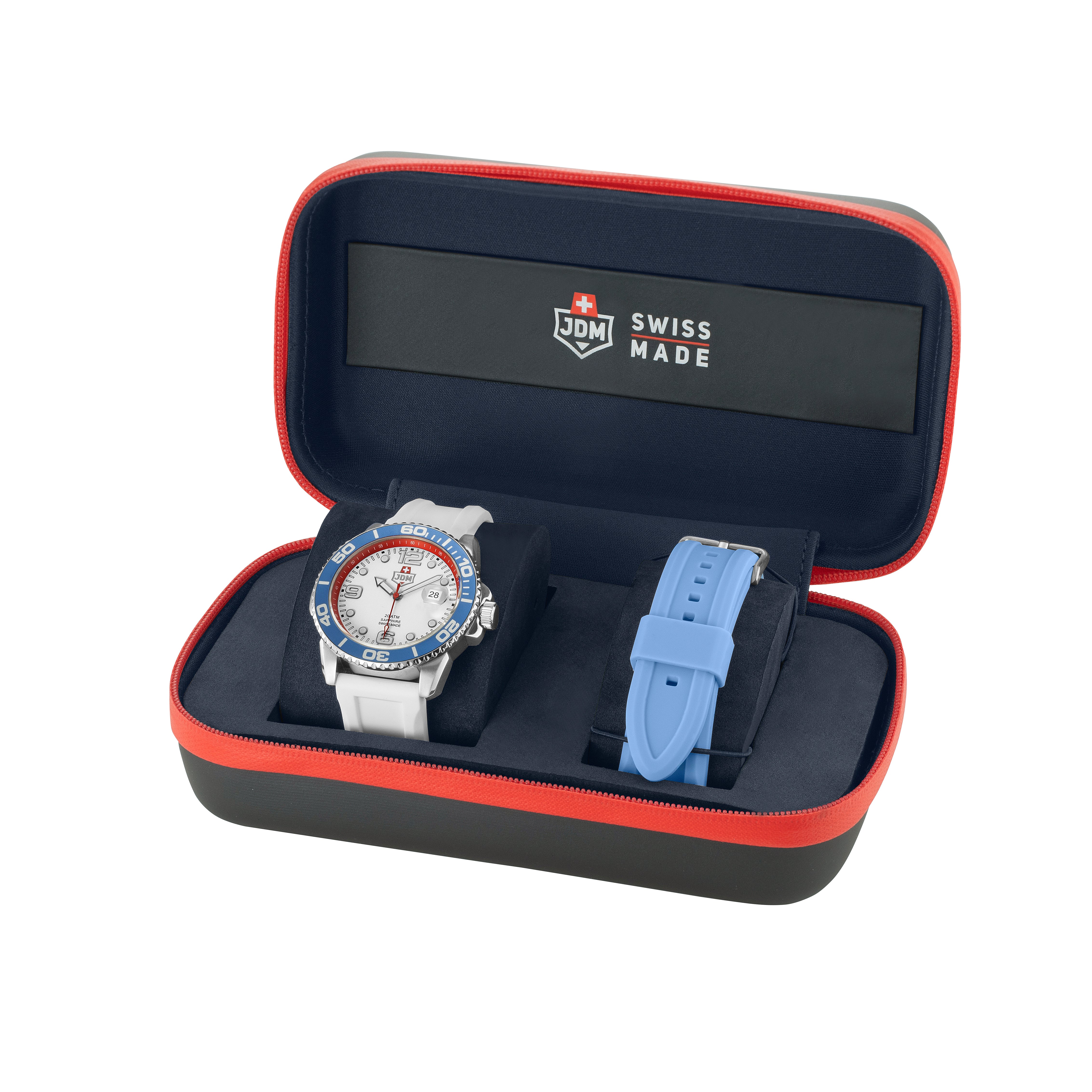 JDM Military Mike Plus 43.5 mm Swiss Quartz White Dial Men's Watch JDM-WG029-04
