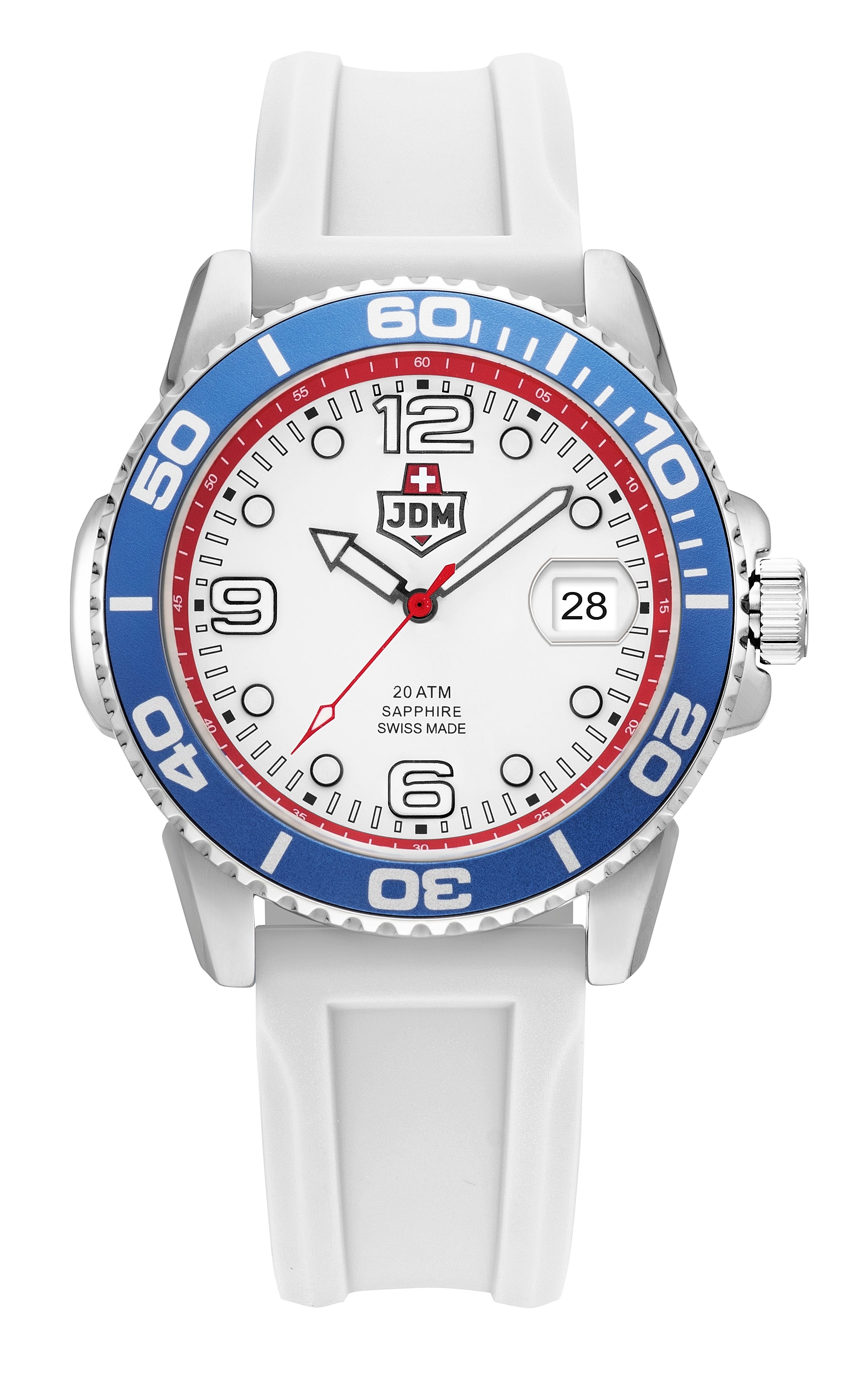 JDM Military Mike Plus 43.5 mm Swiss Quartz White Dial Men's Watch JDM-WG029-04