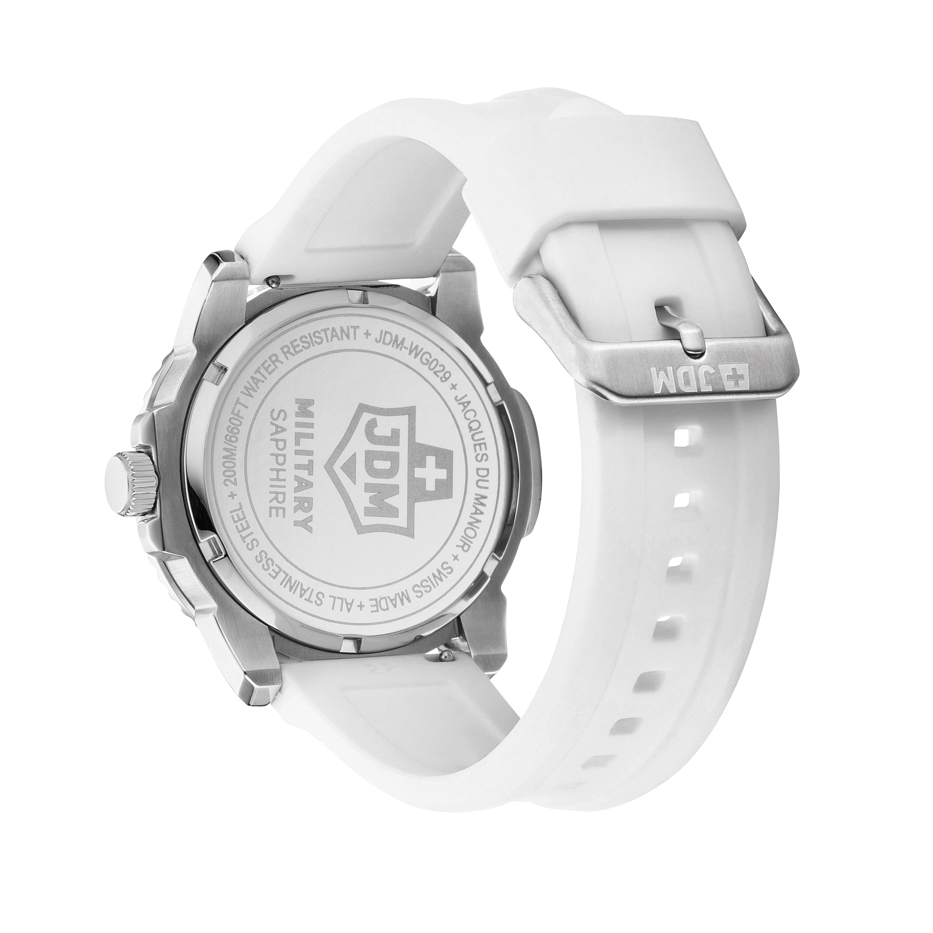 JDM Military Mike Plus 43.5 mm Swiss Quartz White Dial Men's Watch JDM-WG029-04