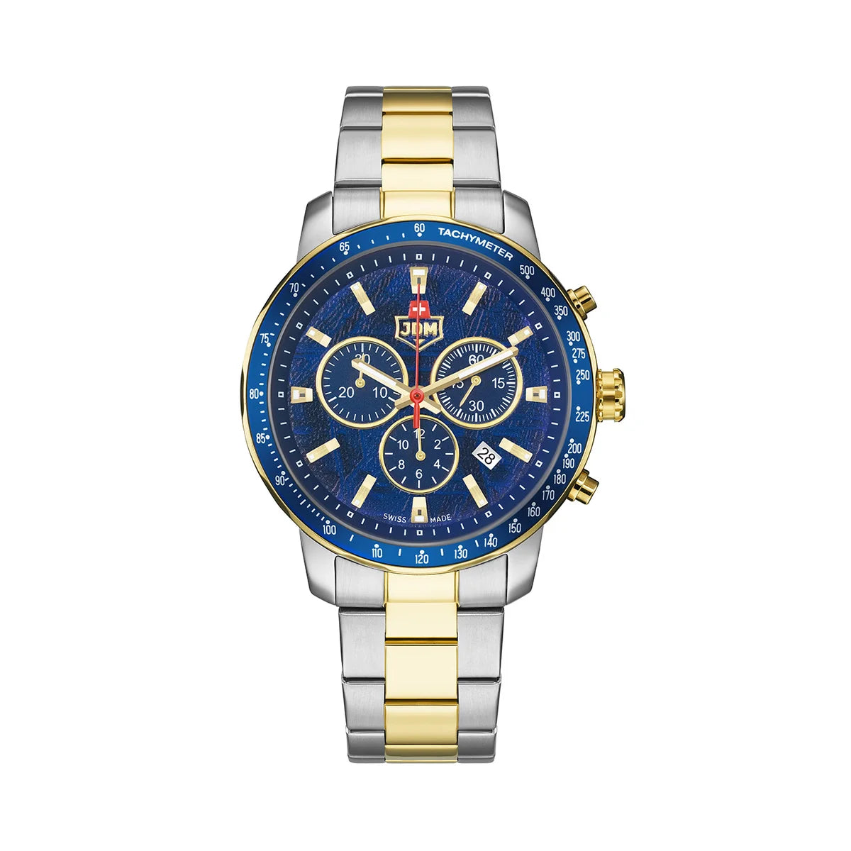 JDM Military Challenger Chrono 42mm Swiss Quartz Blue Dial Men's Watch JDM-WG033-03