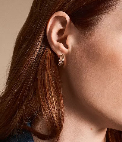 Fossil JF04662791 Harlow Rose Gold-Tone Stainless Steel Etched Hoop Earrings