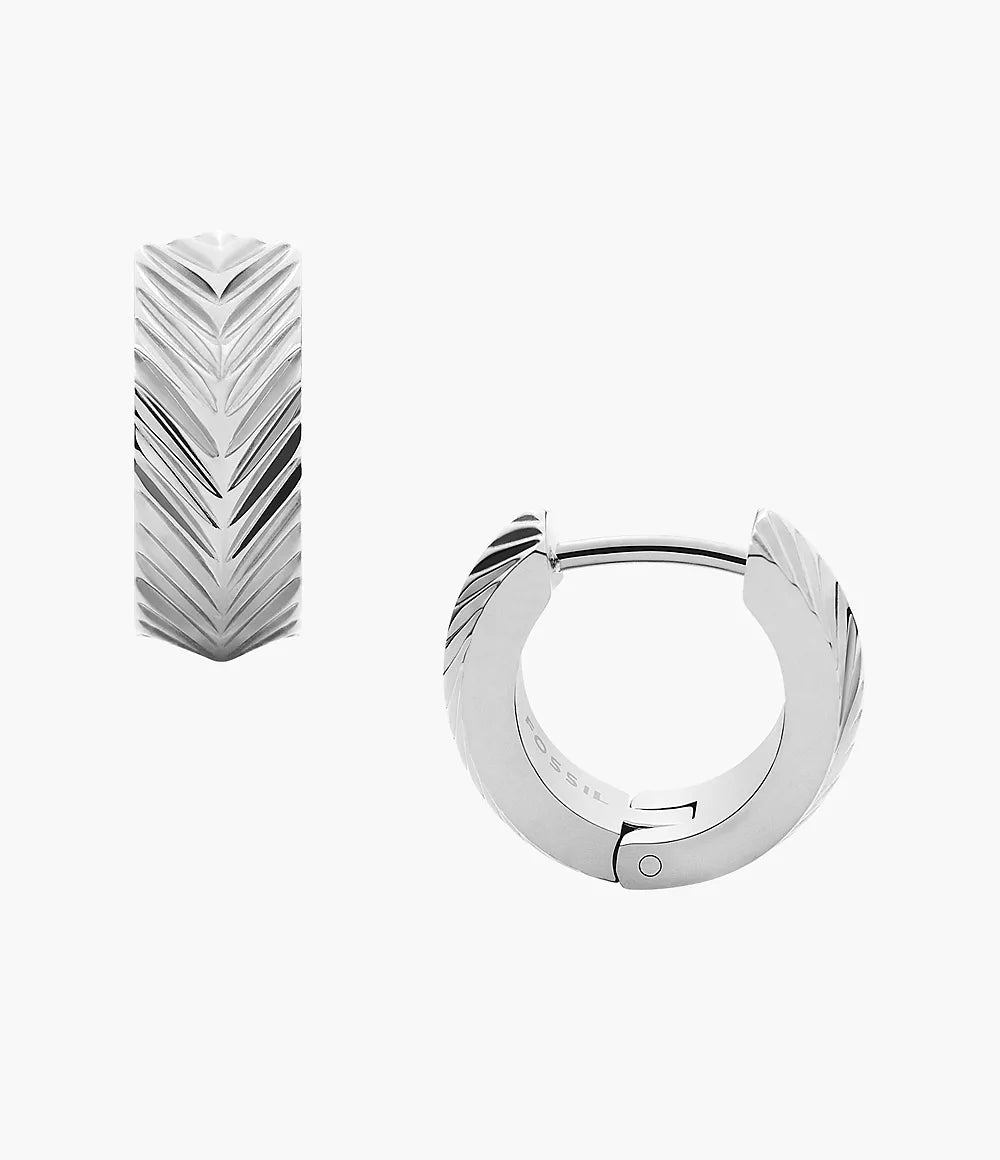Fossil JF04666040 Harlow Silver-Tone Stainless Steel Etched Hoop Earrings
